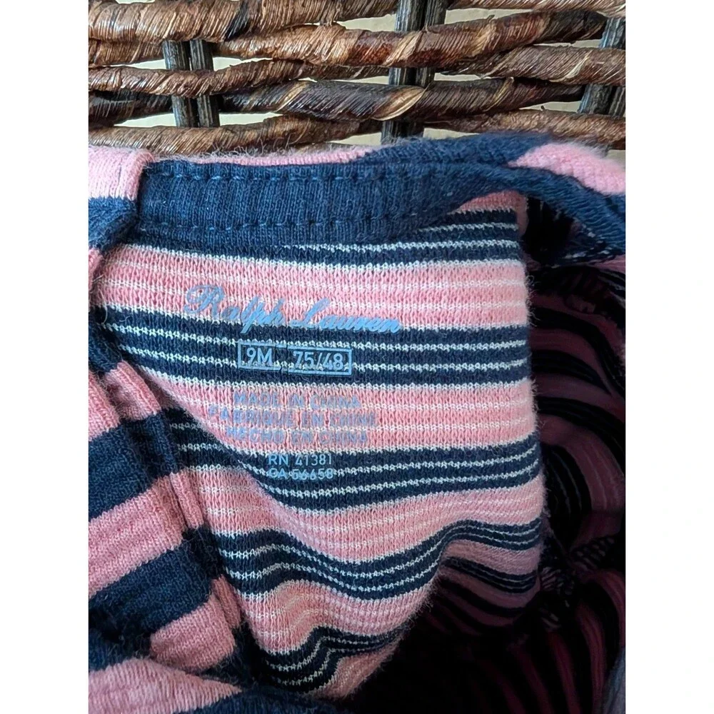 Ralph Lauren Striped Pleated Skater Dress 9 Months Preppy Embroidered Pony Logo